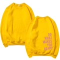 Sweat-shirt jaune à col rond avec lettrage rose DO WHAT MAKES YOU HAPPY au dos - S / Jaune Slogan