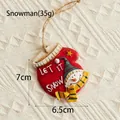 Pendentif de Noël bonhomme de neige en résine rouge avec texte Let It Snow décoratif - Bonhomme de neige