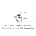 Detailweergave van de stalen ring met 17,5 mm binnendiameter en opengewerkt hartontwerp - Verstelbaar Open / Zilver (HF-J1567-S)
