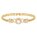 Luxurious gold-plated leopard head bracelet with clear stones and green gem eyes - Double Leopard Heads with Round Zircon