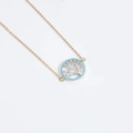 Ethnic Wishing Tree necklace with golden chain and blue crystal tree pendant - Silver Tree of Life