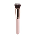 Flat round foundation brush with pink handle and rose gold ferrule on white background - Round Blush Brush / Pink