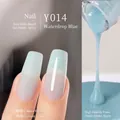 Plant-based nail gel polish in Y014 Condensed Water Blue with matte and glossy finishes - Y-014 Condensed Water Blue