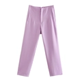 Pantaloni da completo a vita alta da donna color lavanda con tessuto dalla trama liscia - XS / Pantaloni e gonne / Viola chiaro