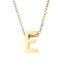 Golden letter E pendant necklace in stainless steel on a clean white background - Letter E(KN233995-Z)