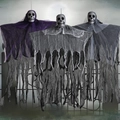 Halloween skull ghost hanging decorations in purple, grey, and black for spooky party decor - H-18 Handless Gauze Male Ghost Style (H-18)