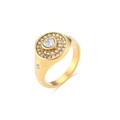 Anello in acciaio inossidabile placcato oro 18K con zircone a cuore e pavé - US 6 / Oro-Pietra Bianca