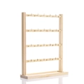 Natural wood earring display stand with four tiers and gold metal hooks and base - Short 30cm 4 Tiers