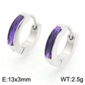 Silver hoop earrings with rectangular purple zircon stones, dimensions 13x3mm and 2.5g weight - Silver-Purple Style(KE118301-TGD)