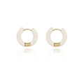 Minimalist cream white enamel hoop earrings with 18K gold plating for women - Cream White