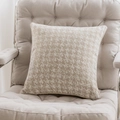 French style beige luxury jacquard cushion cover on an armchair in natural light - Oat Houndstooth 43*43cm (With Non-woven Insert)
