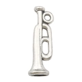 Silver trumpet musical instrument pendant in antique finish for DIY jewelry making - 1Pc Trumpet 7x22mm