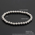 Silver stainless steel 6mm bead elastic bracelet with polished finish in 7.5 inches length - 6mm / Steel