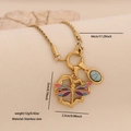 Collana in acciaio inossidabile dorato con pendente a farfalla e pietra turchese - Libellula