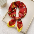 Elegant red 70cm square silk scarf featuring traditional Dunhuang flying apsaras design - Flying Apsaras Red