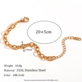 18K gold plated stainless steel cross chain bracelet with lobster clasp and extension - 6.9mm Cross Chain (20cm+5cm) / Gold