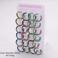 Set of 16mm stainless steel hoop earrings in various colors on a display card - 2.5mm Wire 16mm Inner Diameter / Colorful