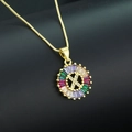 Gold plated initial X necklace with colorful rectangular crystals and white stones - Gold Plated Rainbow Zirconia Letter X