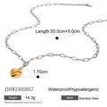 Collana bicolore in acciaio inossidabile con ciondolo a cuore e specifiche tecniche - Pendaglio a Cuore Bicolore-Catena a Graffetta (JDNW2405057)