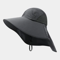 Detail of outdoor sun hat featuring breathable mesh panels and adjustable windproof strap - One Size / Dark Gray