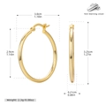 Polished 925 sterling silver hollow hoop earring in gold finish with precise measurements - 30MM / Gold