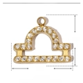 Detailed dimensions of gold Libra zodiac pendant with white zircons and stainless steel - Libra / Gold
