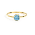 Elegant gold-plated stainless steel ring featuring sky blue pavé birthstone crystals - US5 / December Aquamarine-Gold Color