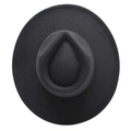 Top view of a black wool fedora hat with a teardrop crown and precise edge stitching - M (56-58cm) / Dark Gray
