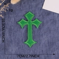 Green cross embroidered patch for clothing with detailed dimensions and stitch texture - Hot Melt Adhesive / Green