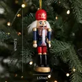Klassischer 13cm Nussknacker-Soldat aus Holz in Rot und Blau für den Weihnachtsbaum - Blauer Ritter mit Schwert