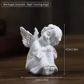 Minimalist white praying angel resin sculpture, 6cm tall, nordic desktop ornament - Mini Right Thinking Angel