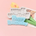 Happy Birthday silicone fondant mold for cake chocolate decorating in light blue and grey - Happy Birthday Artistic Font Style - Small