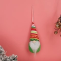 Hängender nordischer Weihnachtsgnom-Anhänger mit bunter Strickmütze und weißem Bart - Grün Hängend 3-03