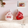 Set of two red and white glittery house ornaments in a PVC box for Christmas tree decor - Red White Christmas Cabin Pendants (2pcs)