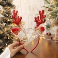 Sparkly red reindeer antler headband with festive tinsel accents for Christmas party - Red Sequins with Colored Silk