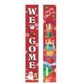 Two-piece red Christmas door banners featuring Welcome and Merry Christmas festive prints - XS-23 Red Welcome/Merry Christmas Gifts