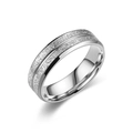 Macro detail of titanium steel ring showing polished edges and frosted surface texture - US 6 / 6mm Width / Silver