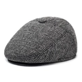 Classic grey textured ivy cap for men in thick tweed fabric with button top design - One Size / Gray