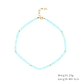 Light blue turquoise beaded necklace with gold accents and adjustable length chain - Amazonite Blue Bead Necklace