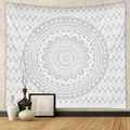 Tapiz mandala bohemio en blanco y gris claro para decoración de pared minimalista - 73X95CM (Cepillado Transfronterizo) / GT616-3 Mandala Gris