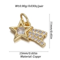 Detailed view of a gold shooting star copper pendant with zircon inlay and dimensions - Pave Meteor (YSN010-05)