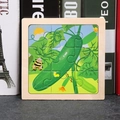 Children's 16-piece wooden puzzle featuring hand-drawn cucumber growth scene - Cucumber