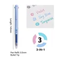3-in-1 light blue multi-color retractable gel pen with 0.5mm tip and soft ink colors - Single/Chinese Style 3-Color 92