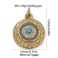 Detailed view of evil eye pendant with dimensions 17x13mm and 1.30g weight info - Exquisite Zircon Evil Eye (CX152-05)