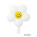 White daisy foil balloon with a yellow smiley face center for parties, 51x43cm size - 18 Inch 5-Petal Smile Daisy