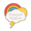 Rainbow and cloud enamel pin featuring Professional Overthinker text and lightning bolt - Rainbow Cloud Lightning Style (xz9168)