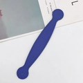 Detailed view of dark blue Saffiano leather wrist strap with fine stitching and round ends - Klein Blue