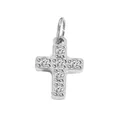 Silver stainless steel cross charm with cubic zirconia inlay for DIY jewelry making - Cross(ZP39307) / Steel