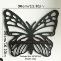 Black butterfly wooden wall shelf with laser-cut patterns and 30x26cm size guide - ms8752 Butterfly Hook