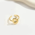 Minimalist gold-plated open ring featuring a unique spiral loop design for women - Gold Letter G